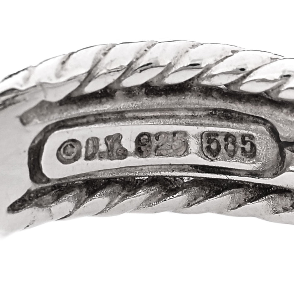 Sterling Silver 14K White Gold Diamond 7mm Crossover Ring 50 5.5