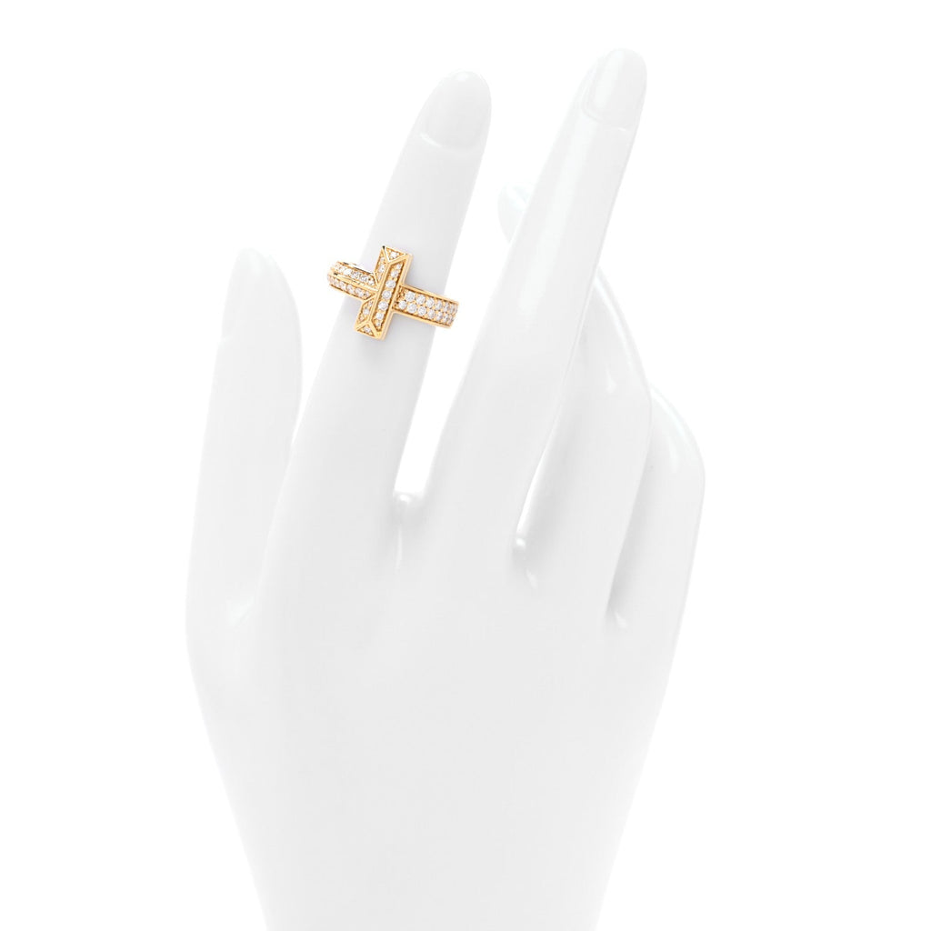 18K Yellow Gold Diamond Wide T T1 Ring 46 3.5