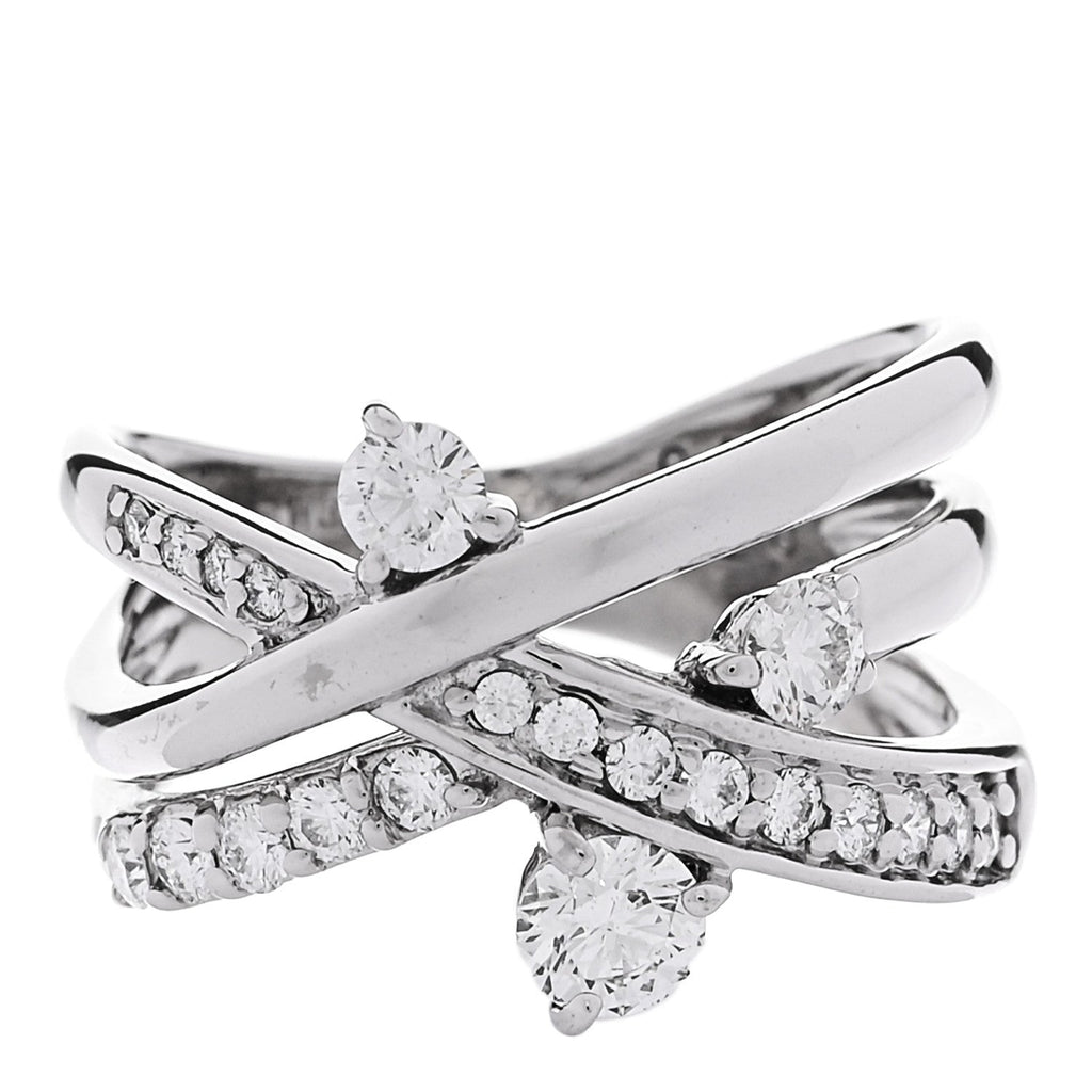18K White Gold Diamond .64ctw Crossover Band Ring 53 6.25