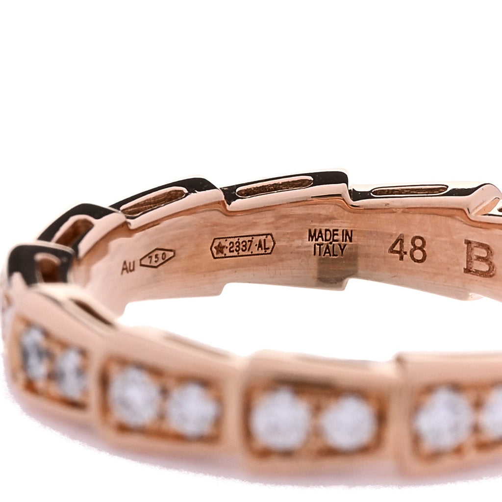 18K Rose Gold Diamond Serpenti Viper Band Ring  48 4.5