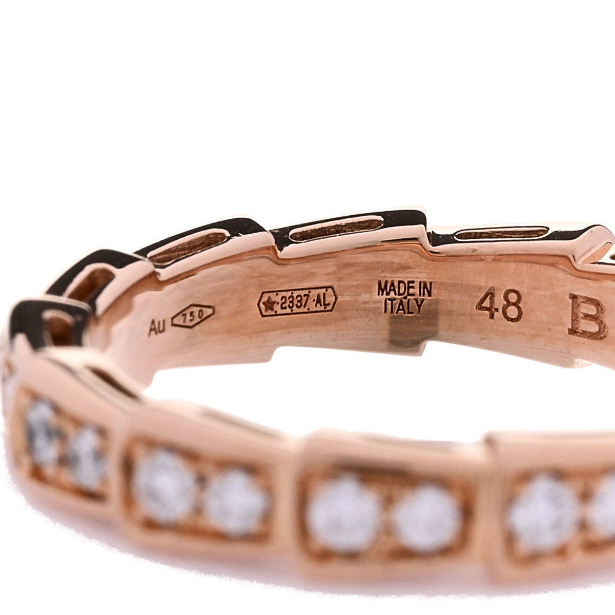18K Rose Gold Diamond Serpenti Viper Band Ring  48 4.5