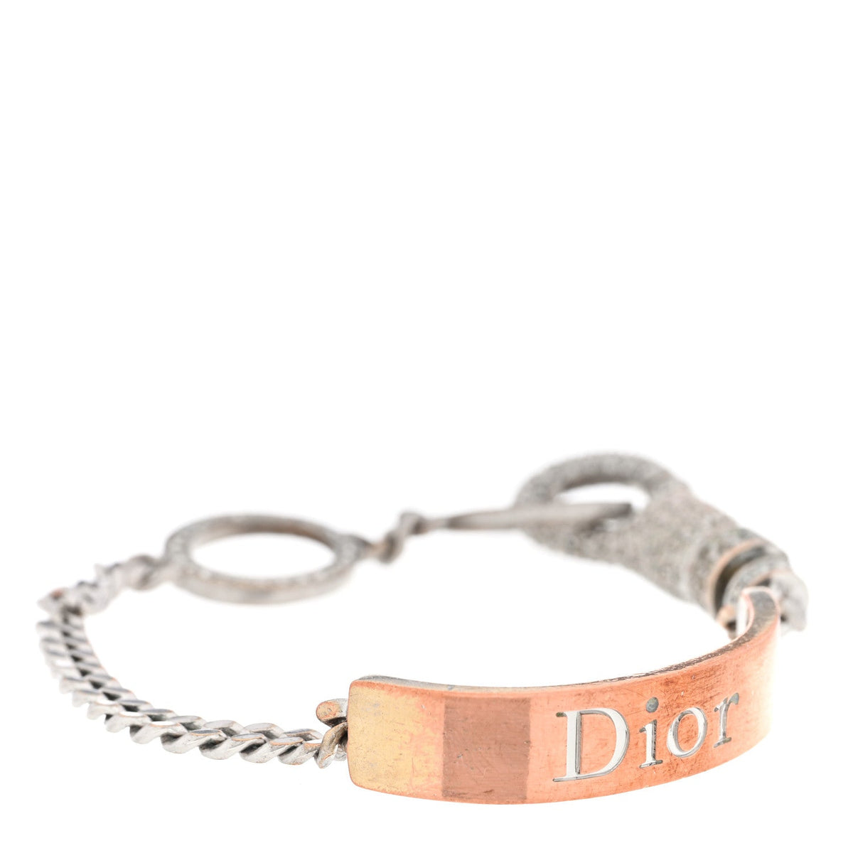 Crystal Logo ID Chain Bracelet Silver