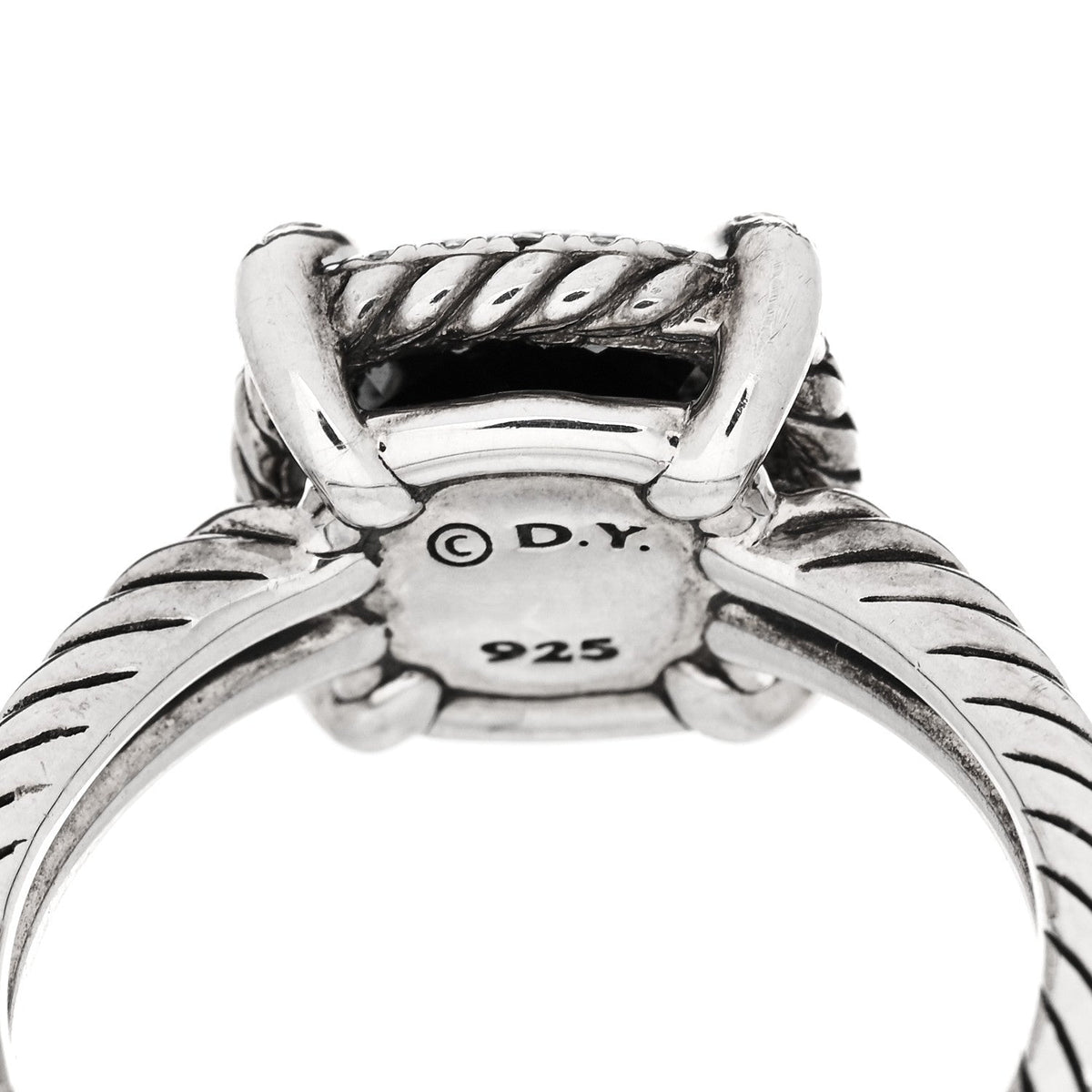 Sterling Silver Diamond Black Orchid 9mm Chatelaine Pave Bezel Ring  57 8