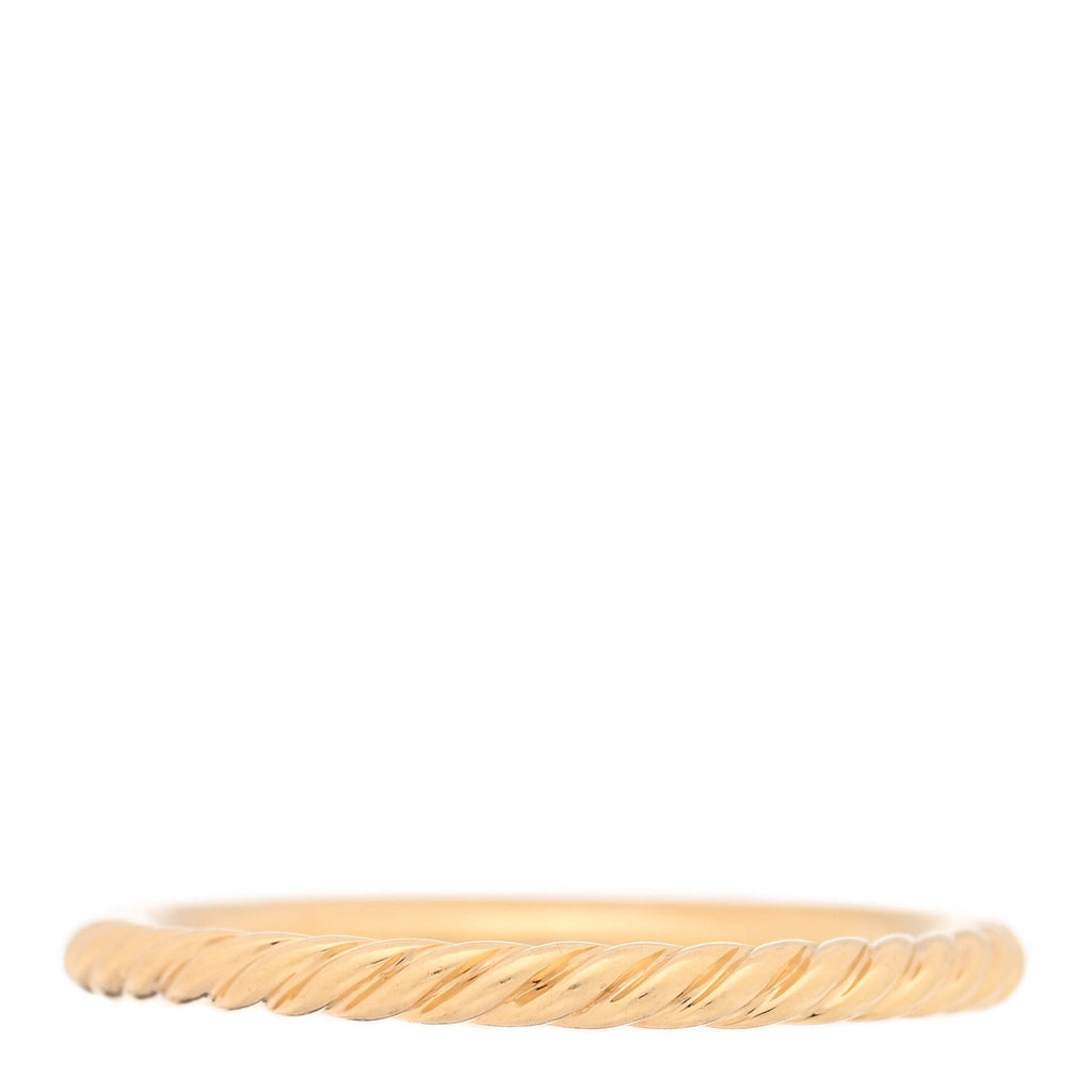 18K Yellow Gold Diamond 2mm Cable Collectibles Band Ring 53 6.5