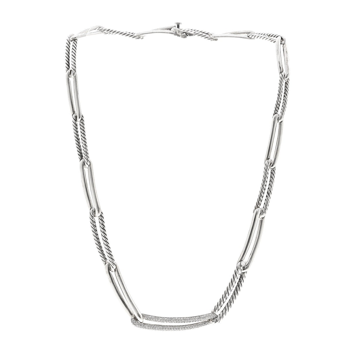 Sterling Silver Diamond Wellesley Chain Link Necklace