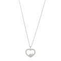 18K White Gold Happy Diamonds Icons Paved Heart Pendant Necklace