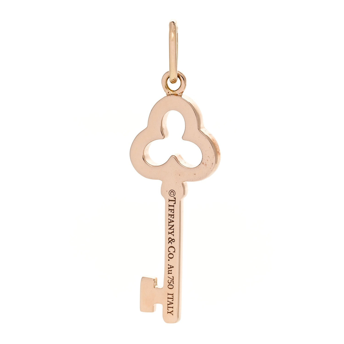 18K Rose Gold Diamond Mini Open Trefoil Key Pendant