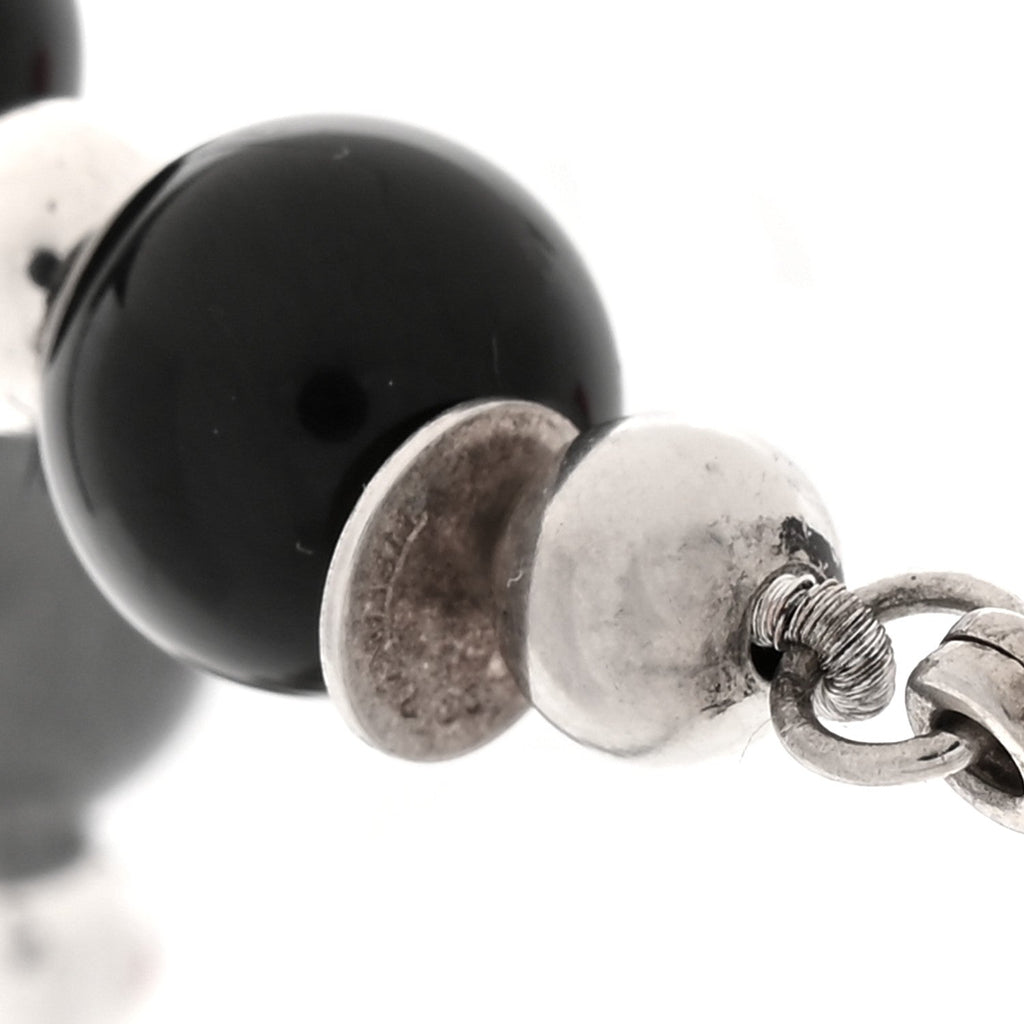 Sterling Silver Black Onyx Bead Necklace