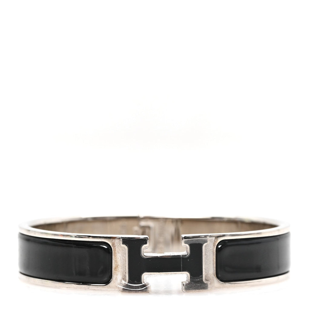 Enamel Narrow Clic Clac H Bracelet PM Black