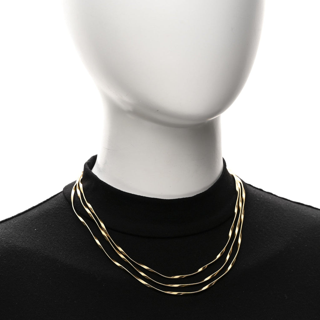 18K Yellow Gold Three Srand Coil Necklace
