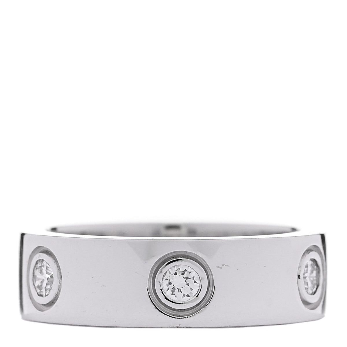 18K White Gold Gold 6 Diamond 5.5mm LOVE Ring 50 5.25