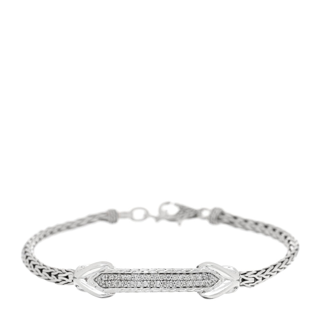 Sterling Silver Diamond Asli Classic Chain Link ID Bracelet