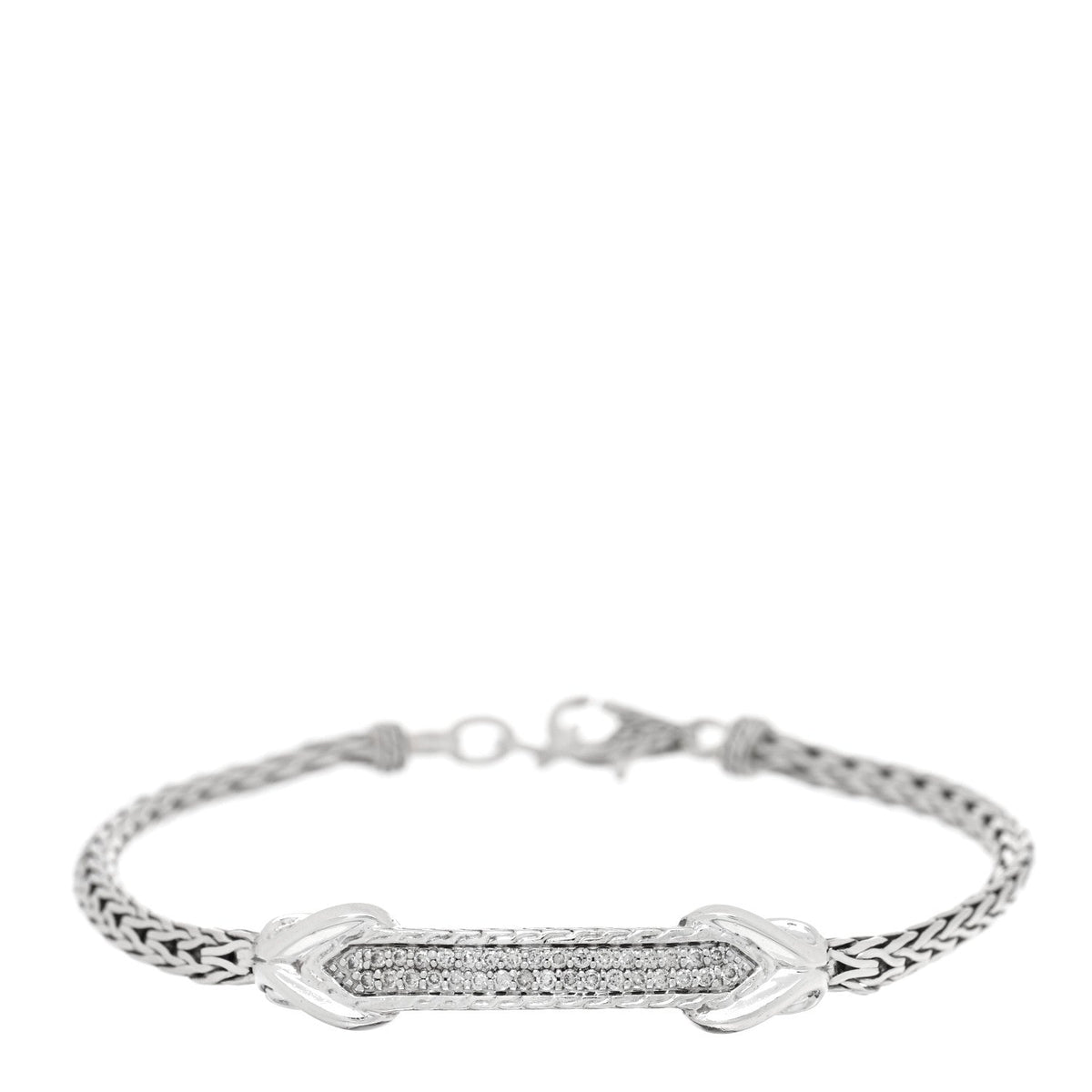 Sterling Silver Diamond Asli Classic Chain Link ID Bracelet
