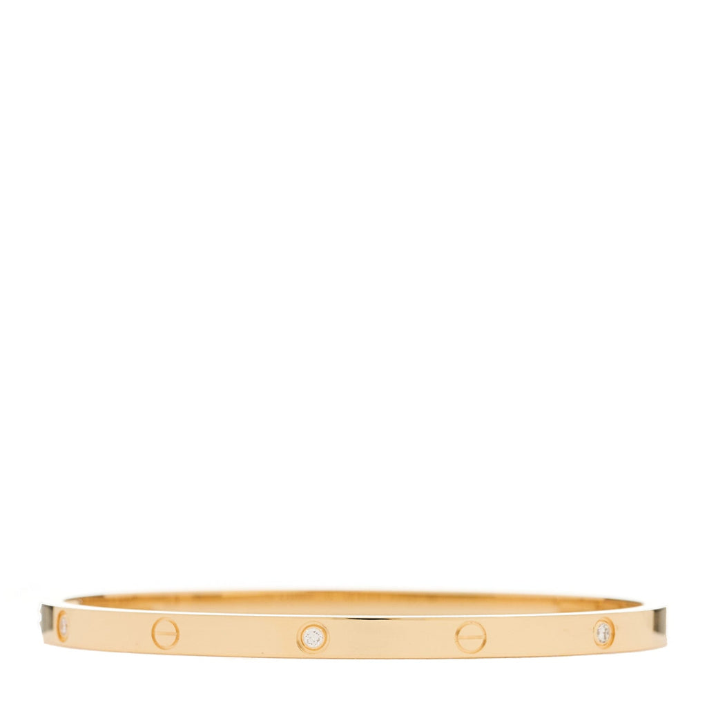 18K Yellow Gold 6 Diamond Small LOVE Bracelet 16