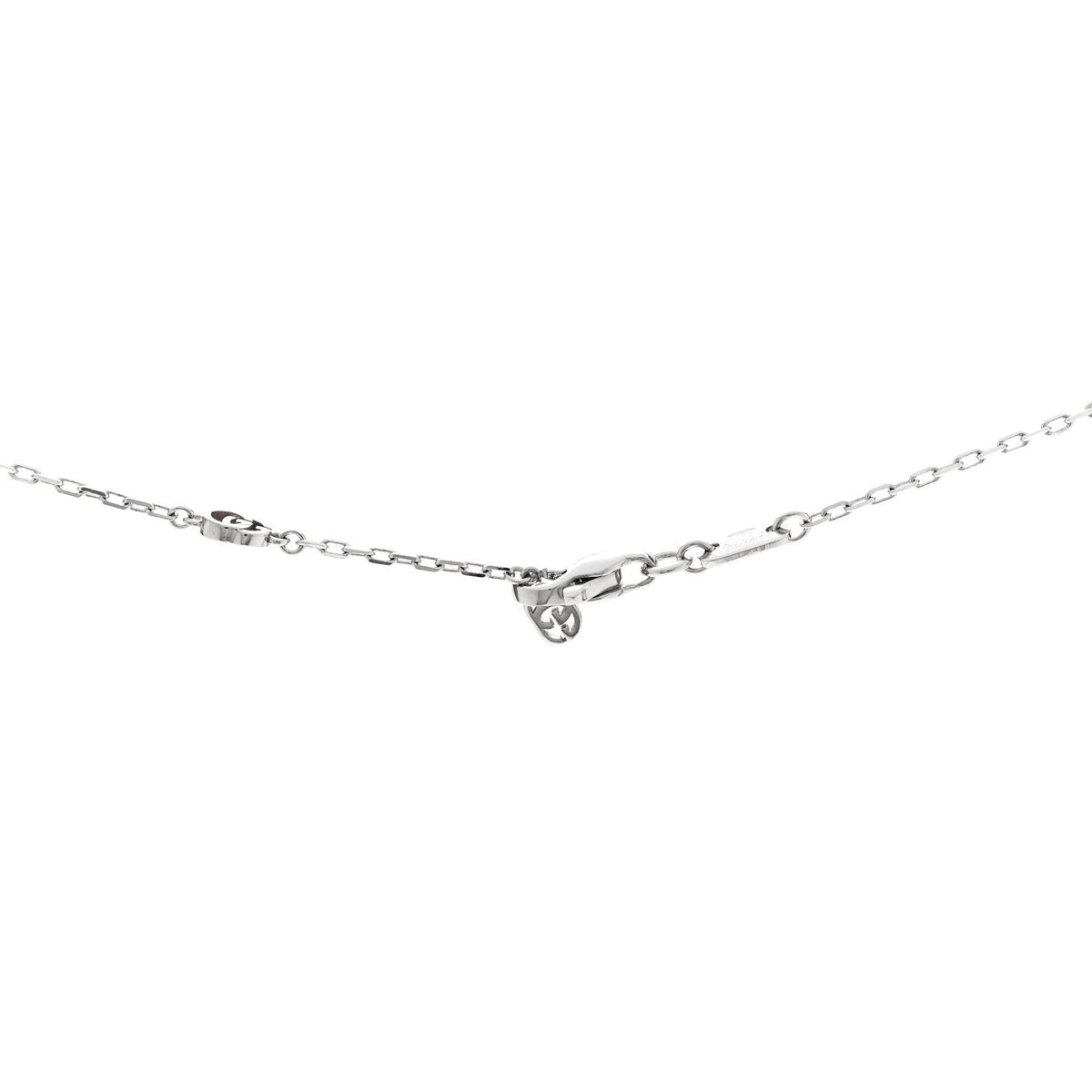 18K White Gold Diamond Running GG Pendant Necklace