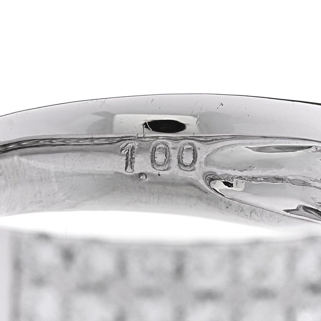 18K White Gold Diamond 1.00ctw Three Row Half Band Ring 54 7