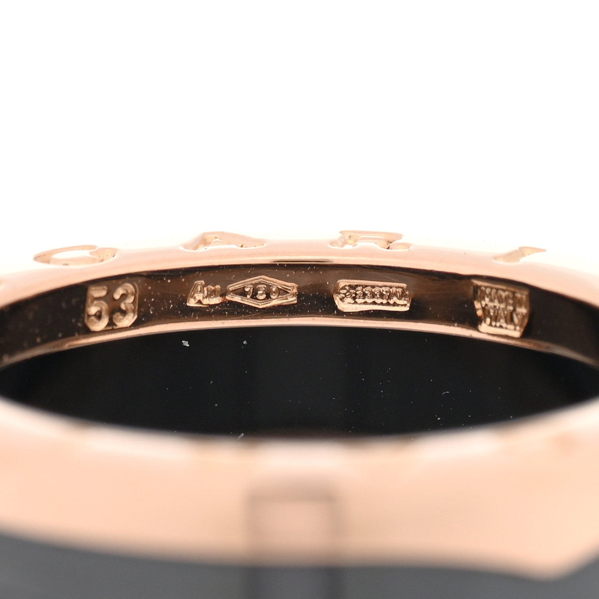 18K Rose Gold Black Ceramic B.Zero1 Four-Band Ring 53 6.25