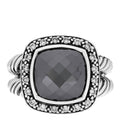 Sterling Silver Diamond Hematine 11mm Albion Ring 54 6.75
