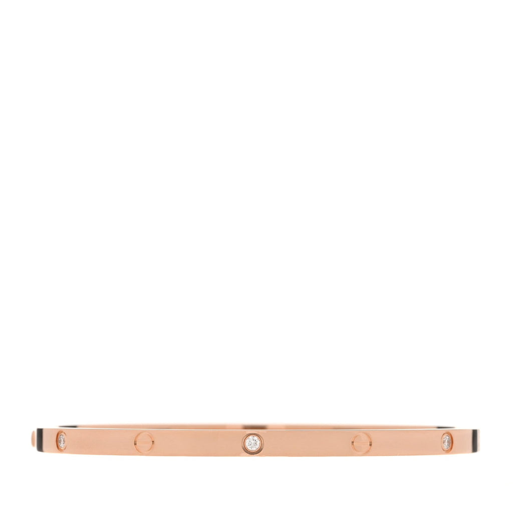 18K Pink Gold 6 Diamond Small LOVE Bracelet 17