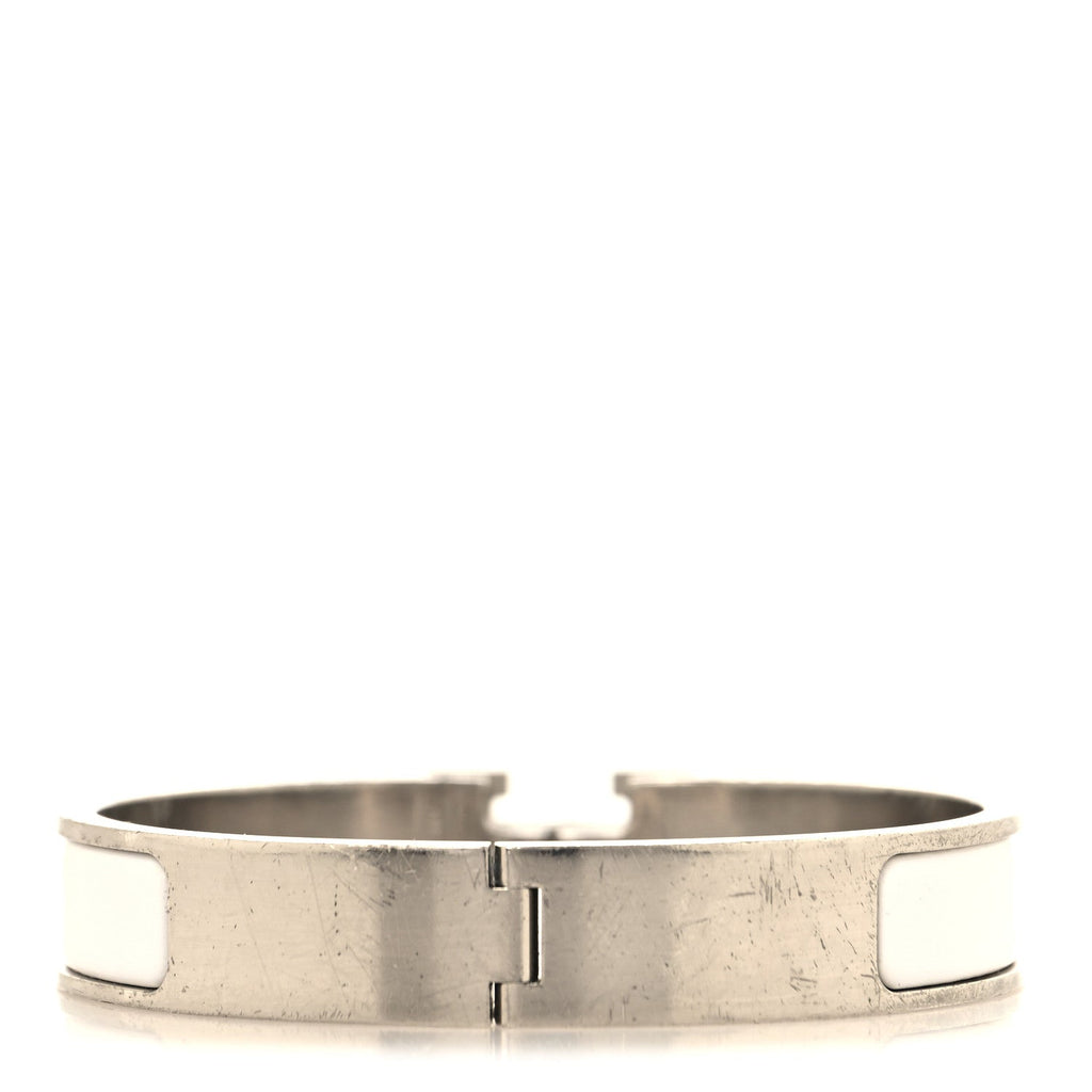 Enamel Narrow Clic Clac H Bracelet GM White