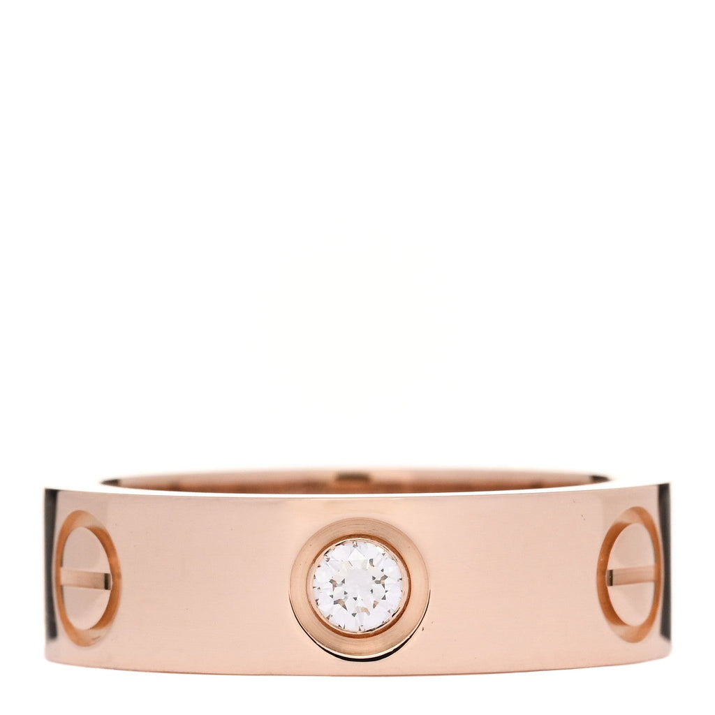 18K Pink Gold 3 Diamond 5.5mm LOVE Ring 50 5.25