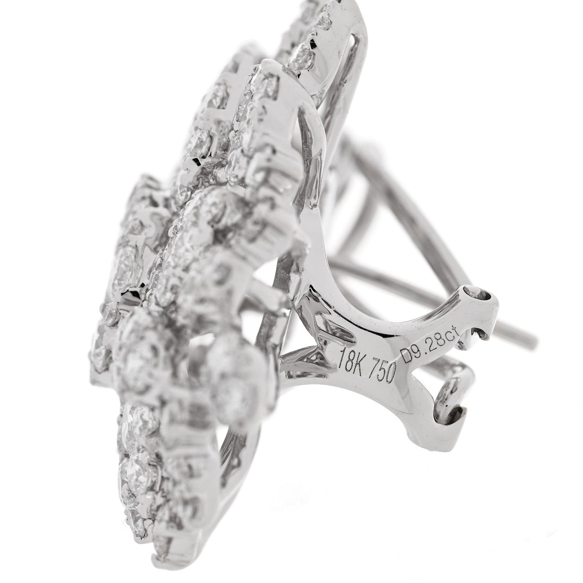 18K White Gold Diamond 9.28ctw Cluster Earrings