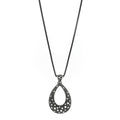 Darkened Sterling Silver Diamond Midnight Melange Teardrop Pendant Necklace