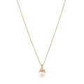 14K Yellow Rose Gold Diamond Cultured Pearl Pendant Necklace