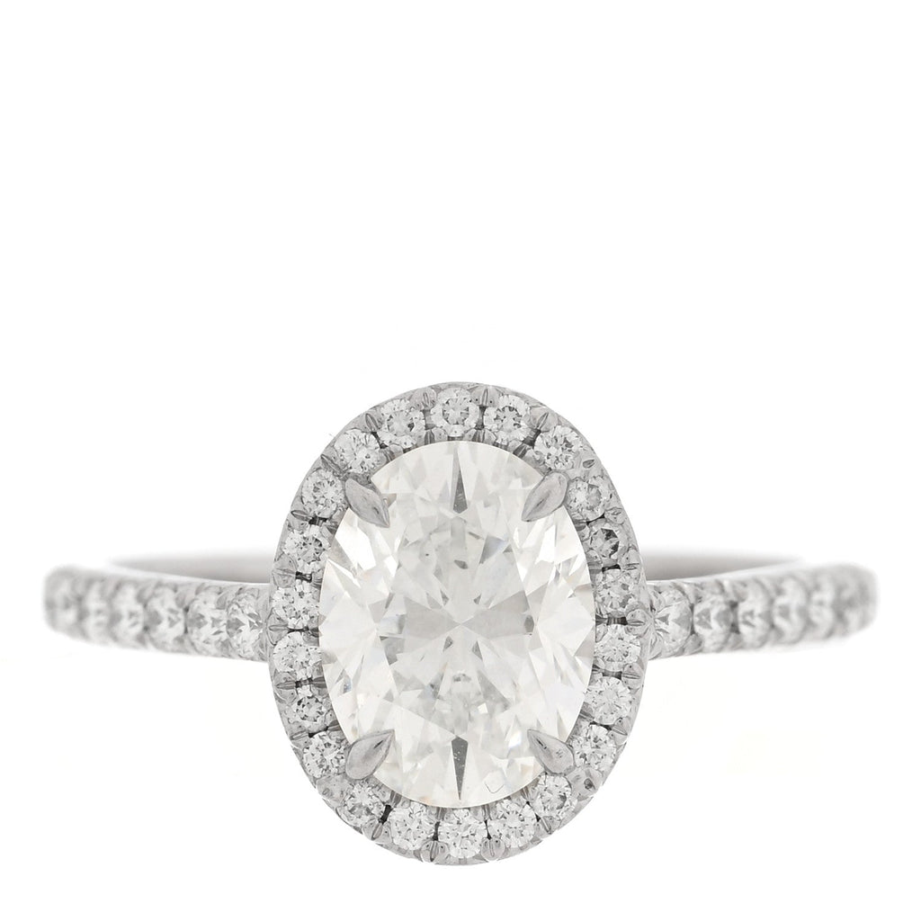 Platinum Diamond 1.06ct Soleste Oval Cut Halo Engagement Ring 46 3.75