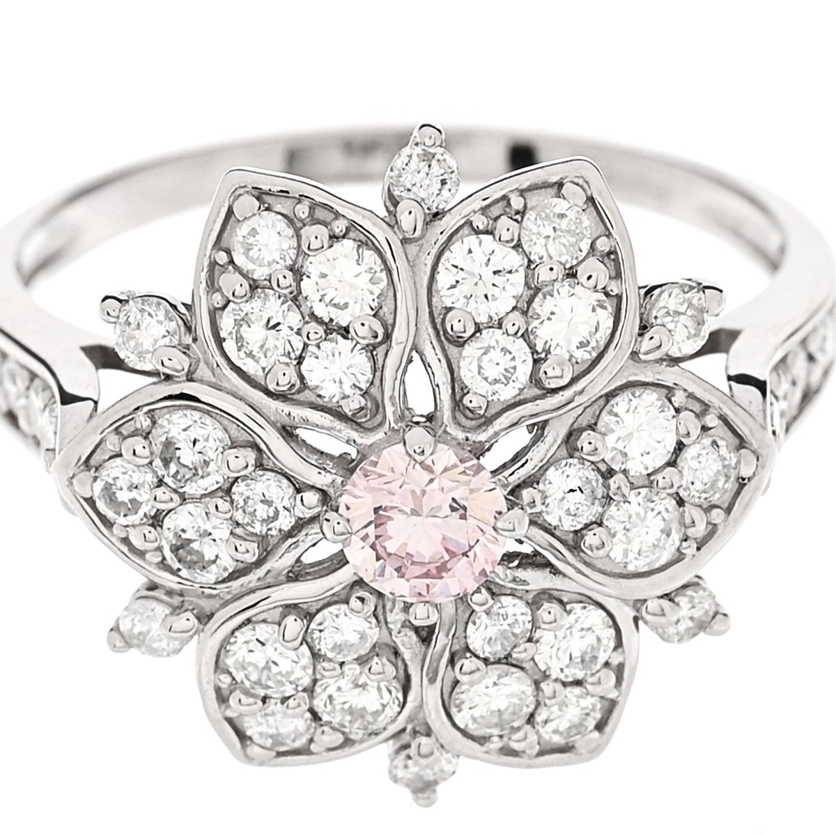 Platinum Diamond Pink Diamond .19ctw Flower Ring  53 6.25