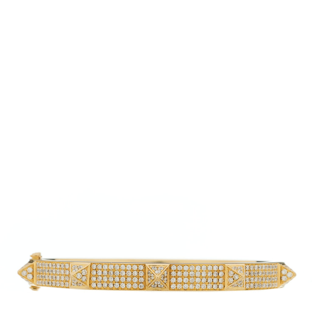 18K Rose Gold Diamond Spikes Oval Bangle Bracelet