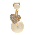 Pearl Crystal Heart Tribal Earring Gold