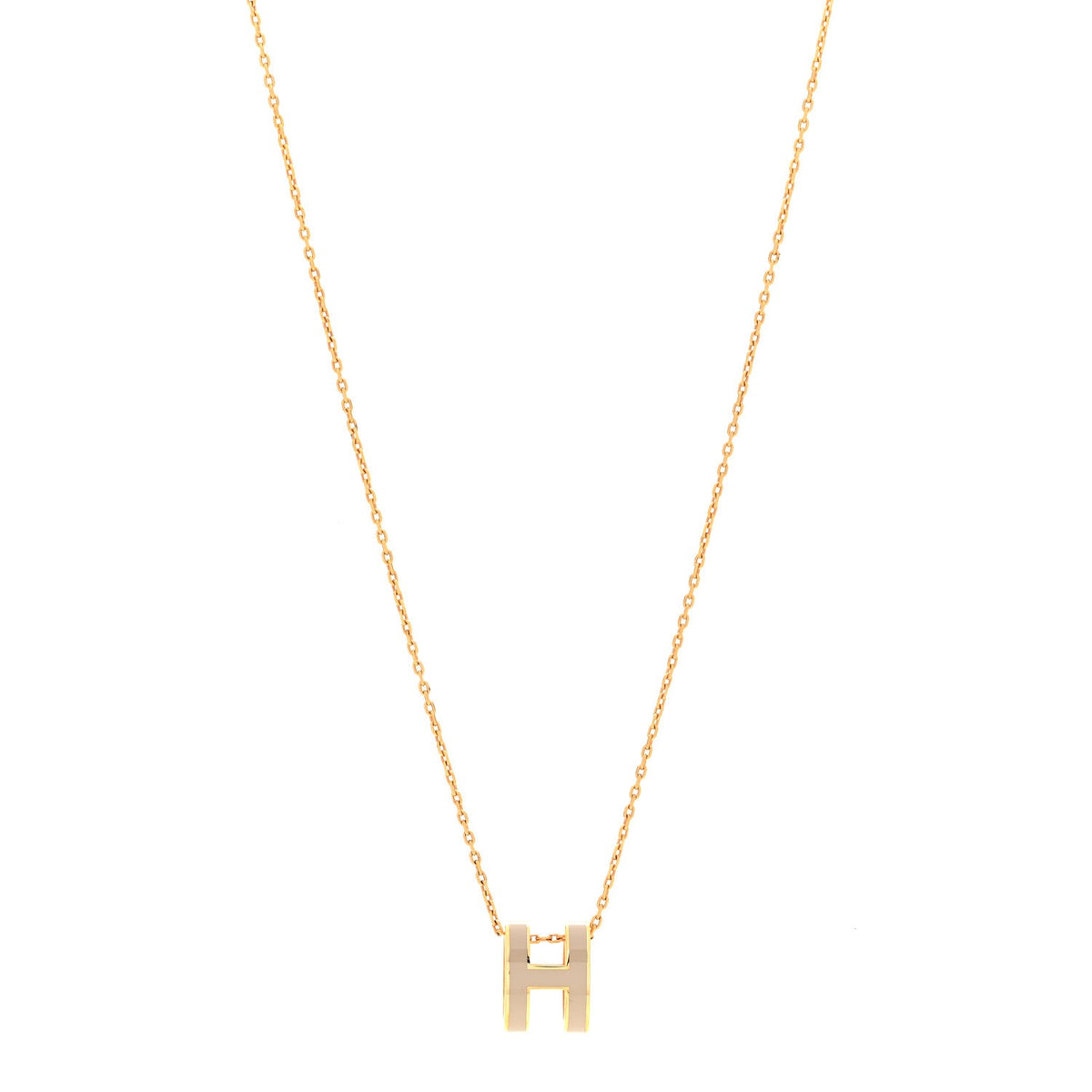 Lacquered Gold Pop H Pendant Necklace Marron Glace
