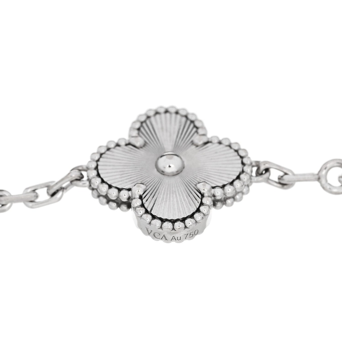 18K White Gold 5 Motifs Guilloche Vintage Alhambra Bracelet