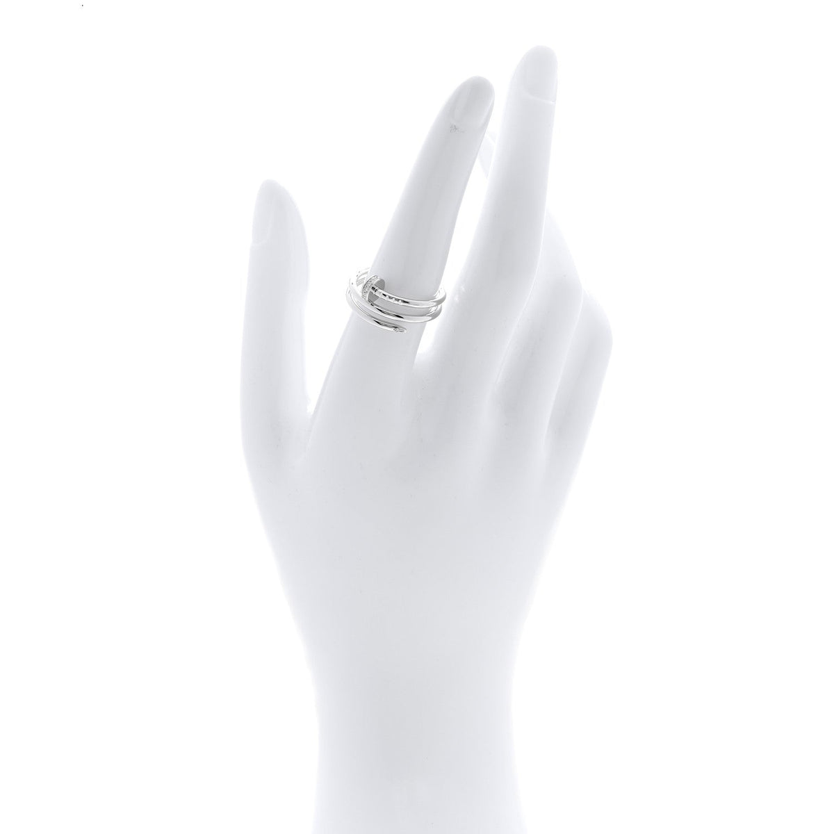 18K White Gold Diamond Double Juste Un Clou Ring 55 7.25