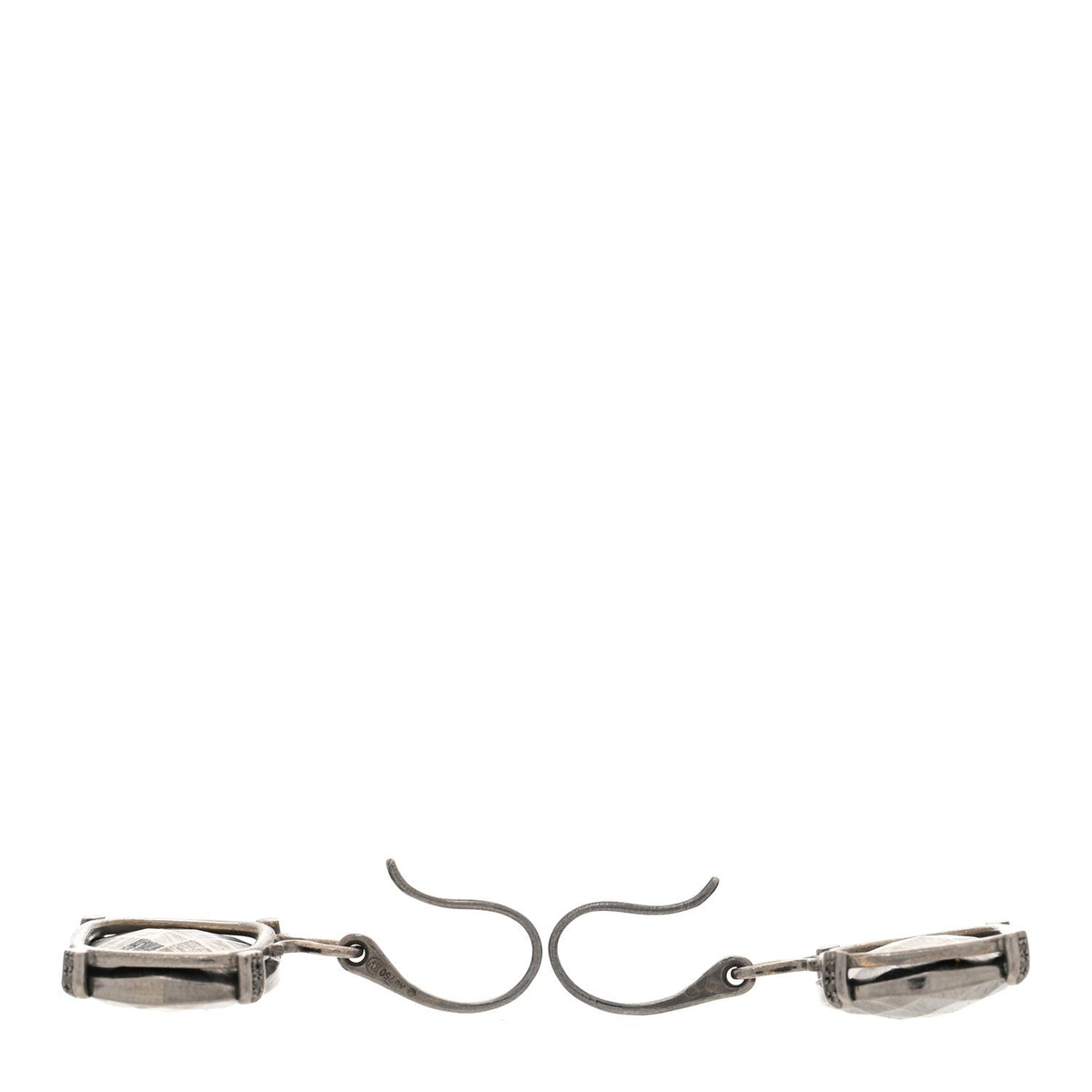 18K White Gold Black Diamond Intrecciato Pepita Earrings Gold