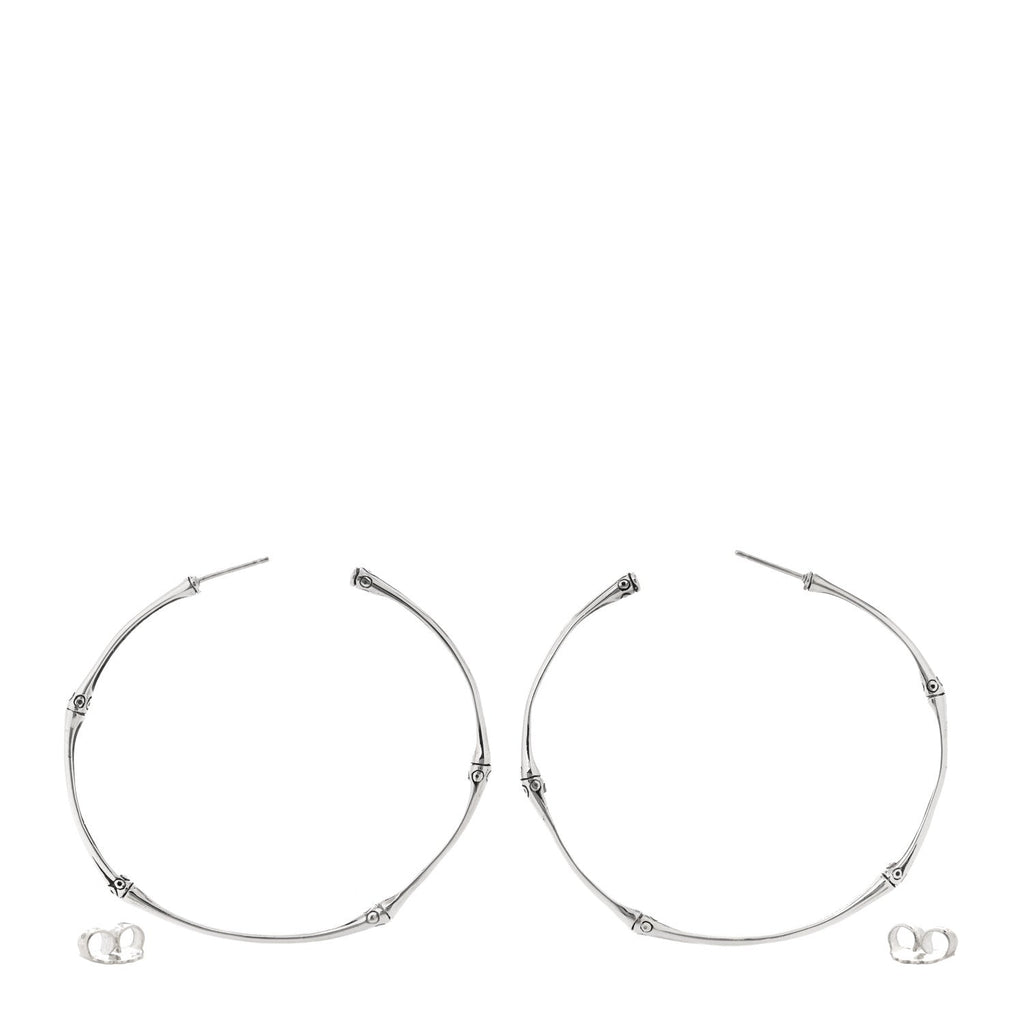 Sterling Silver Large Bamboo Hoop Earrings