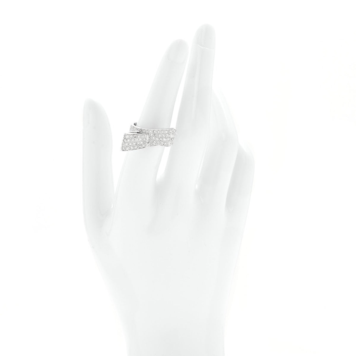 18K White Gold Diamond 1.26ctw Bow Ring 53 6.25