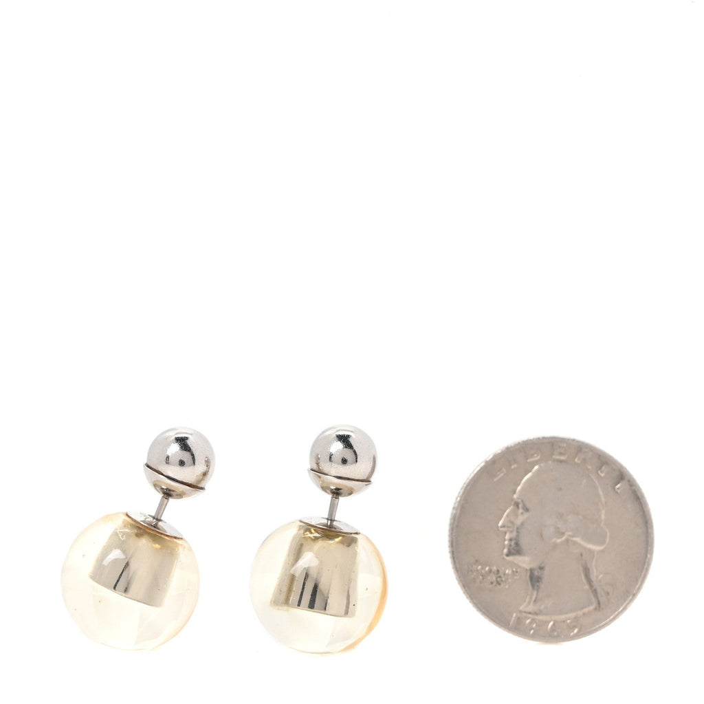 Mise En Dior Tribal Logo Earrings Translucent Silver