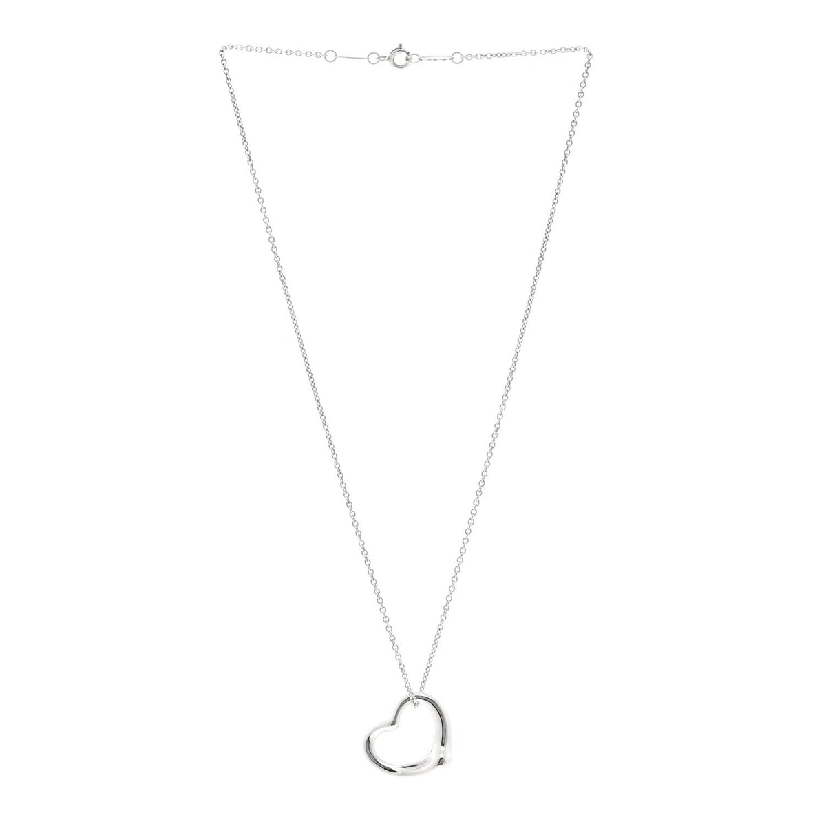 Sterling Silver 22mm Elsa Peretti Open Heart Pendant Necklace