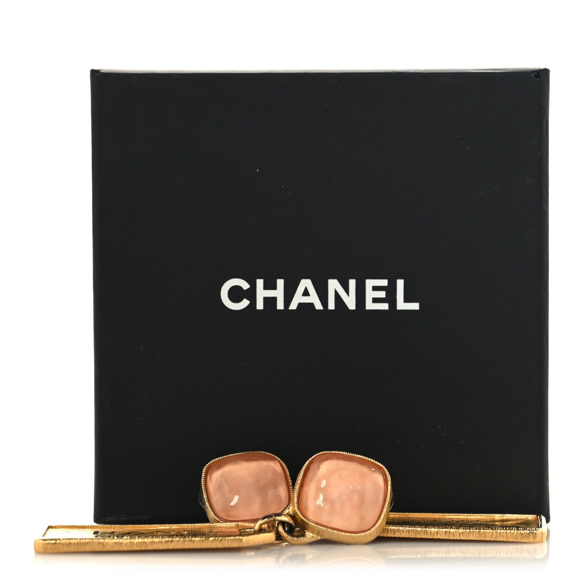 CC Tags Drop Earrings Gold Pink