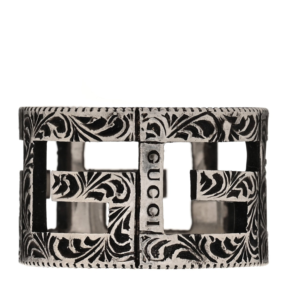 Sterling Silver Wide Square G Band Ring 65 11