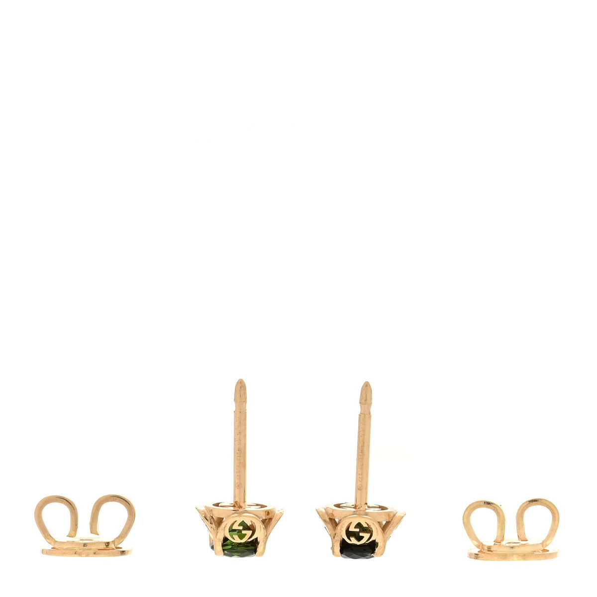 18K Yellow Gold Green Tourmaline Interlocking G Earrings 49/4.75