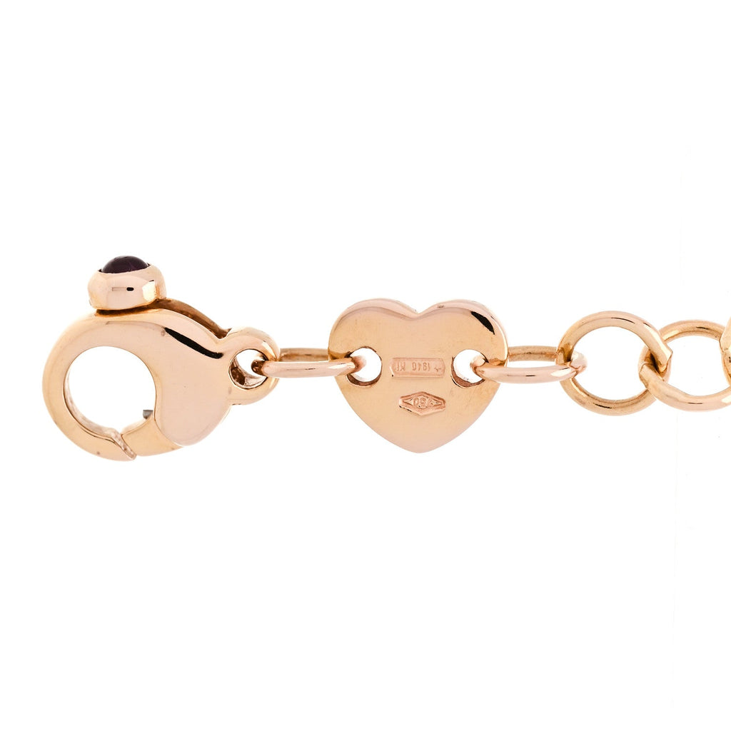 18K Rose White Gold Ruby Blue Sapphire Diamond 8 Charm Bracelet
