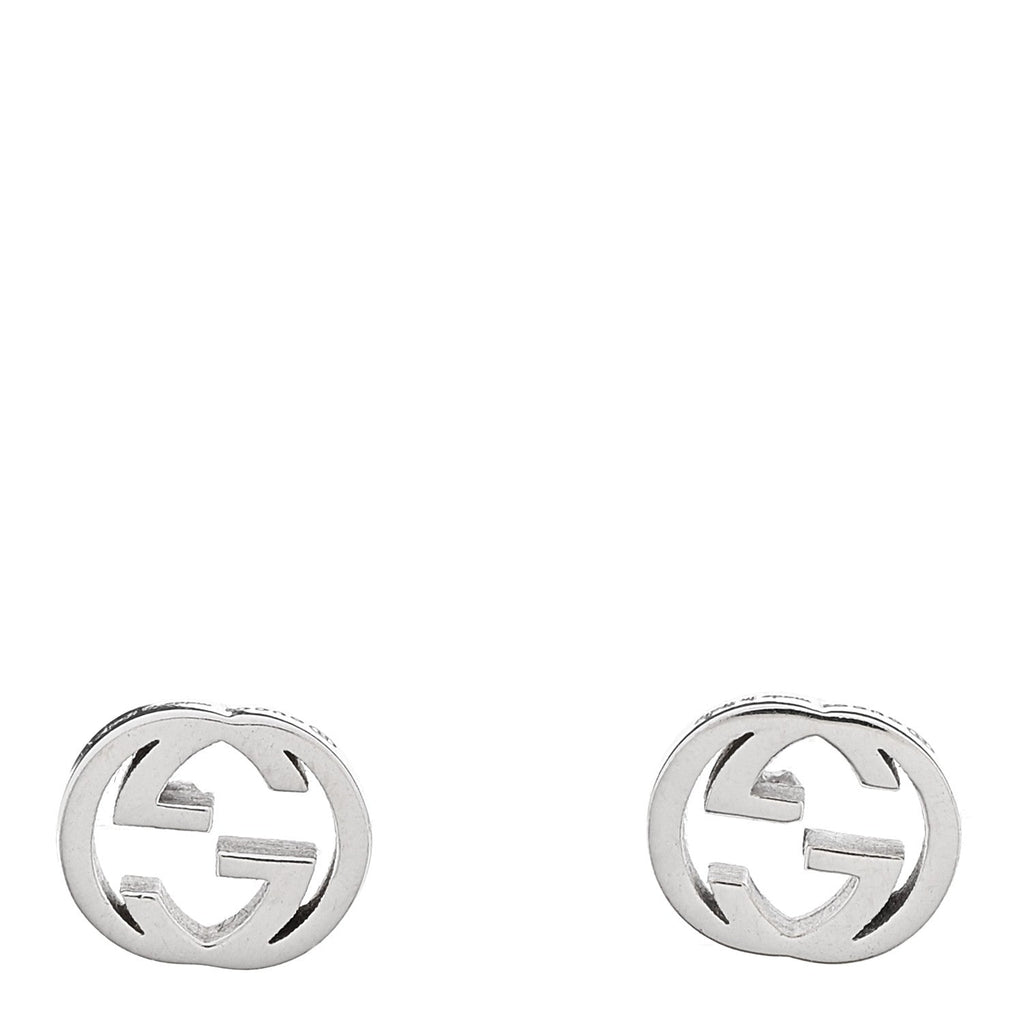 18K White Gold Interlocking G Stud Earrings