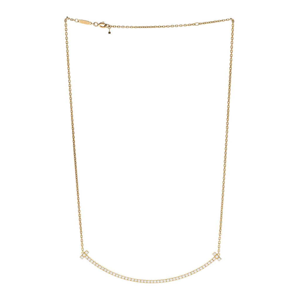 18K Yellow Gold Diamond Extra Large T Smile Pendant Necklace