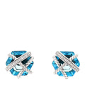 Sterling Silver Diamond Blue Topaz 10mm Cable Wrap Earrings