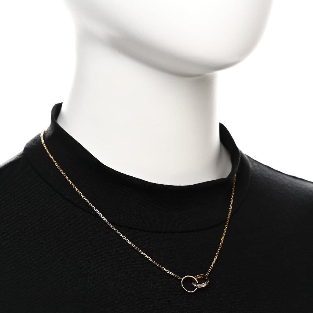 18K Yellow Gold Diamond Interlocking LOVE Necklace
