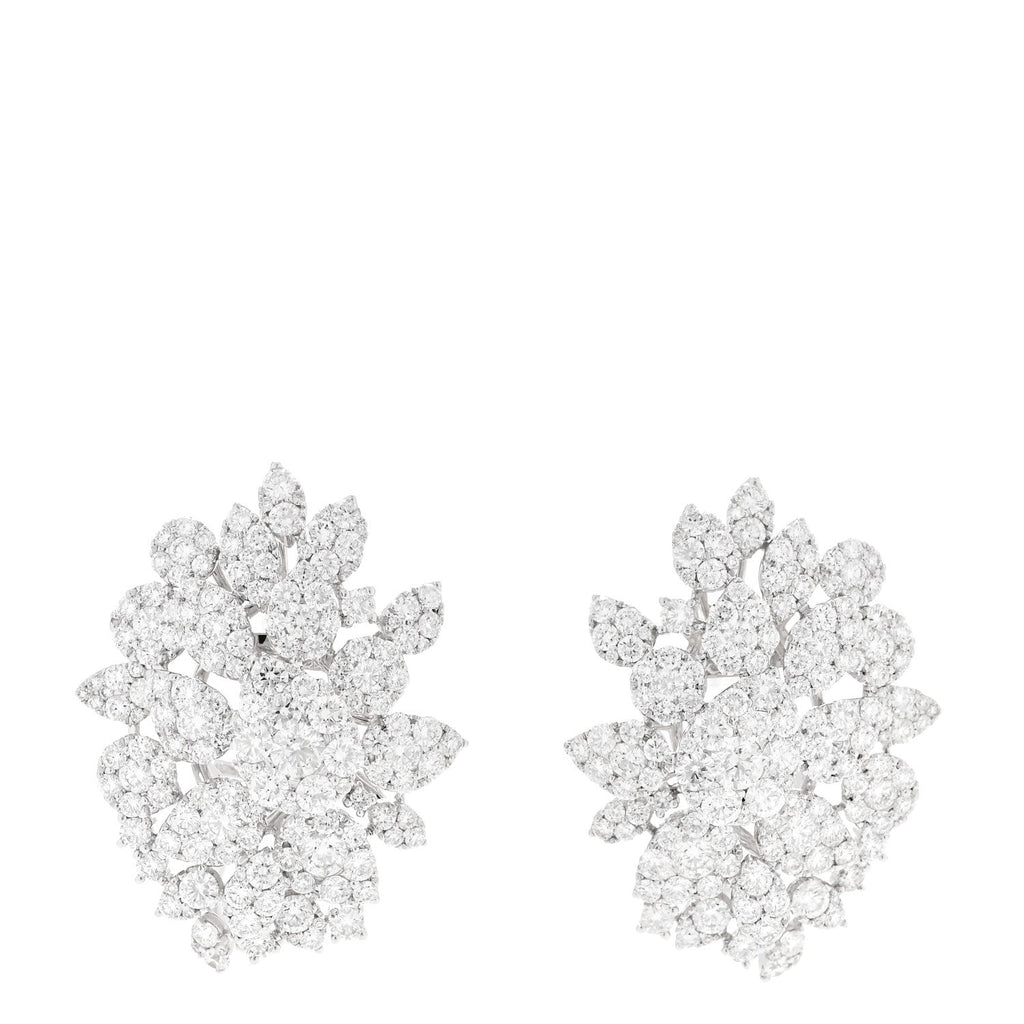 18K White Gold Diamond 9.28ctw Cluster Earrings
