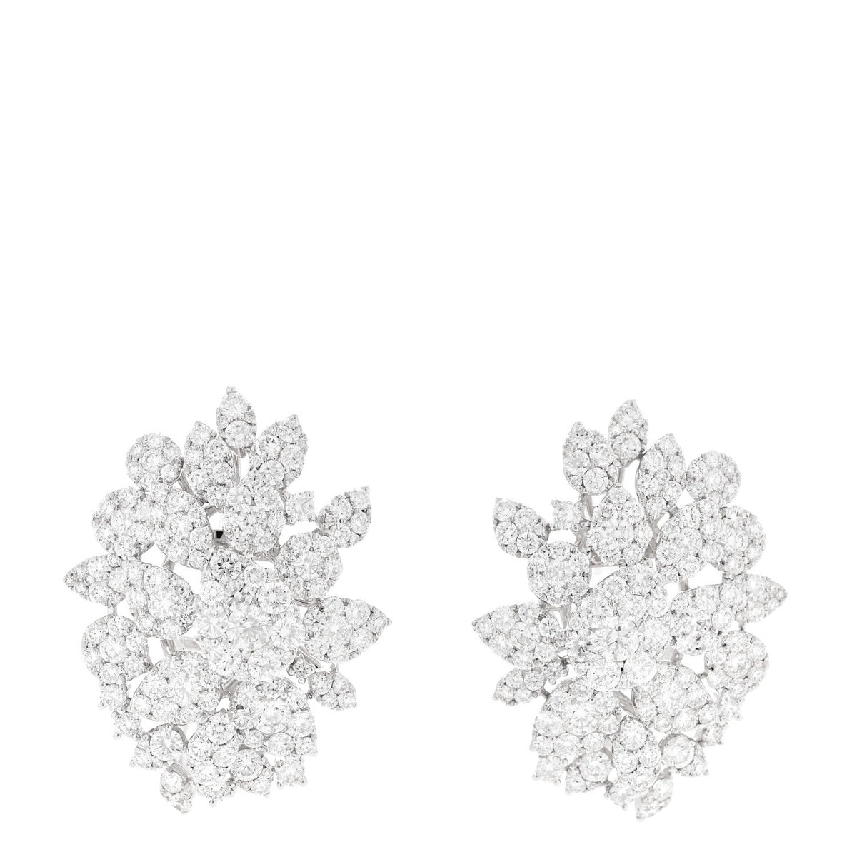 18K White Gold Diamond 9.28ctw Cluster Earrings